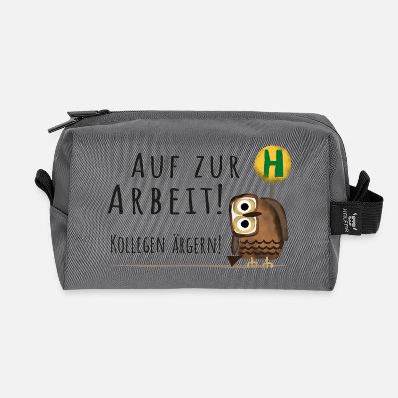 Auf zur Arbeit! Kollege, Eule, Arbeiten - Recycelte Kulturtasche - Anthrazit