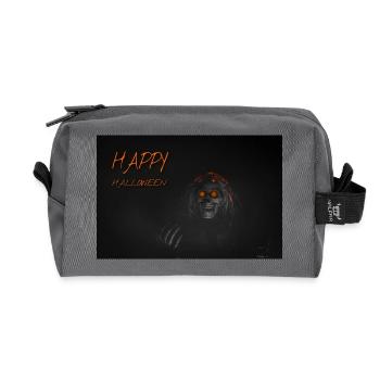 Oranger Halloween Schädel Glow - Recycelte Kulturtasche - Anthrazit - Vorne