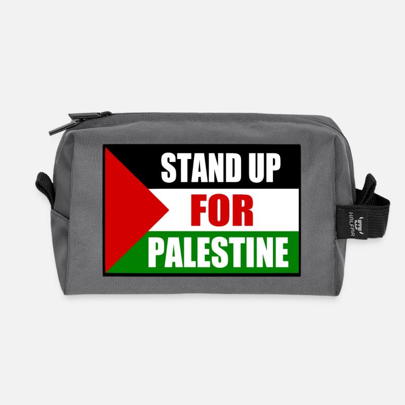 stand up for palestine - Recycled Toiletry Zip Bag - anthracite