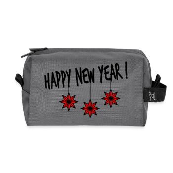 ETOILE. SAINT SYLVESTRE. BONNE ANNÉE. NOËL - Trousse de toilette en tissu recyclé - anthracite - Devant