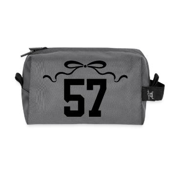 Numéro 57 noeud - 57e anniversaire - Trousse de toilette en tissu recyclé - anthracite - Devant
