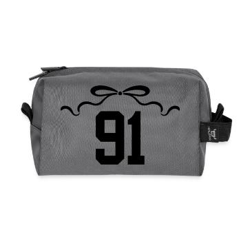 Number 91 Knot - 91st Anniversary - Recycled Toiletry Zip Bag - anthracite - Front