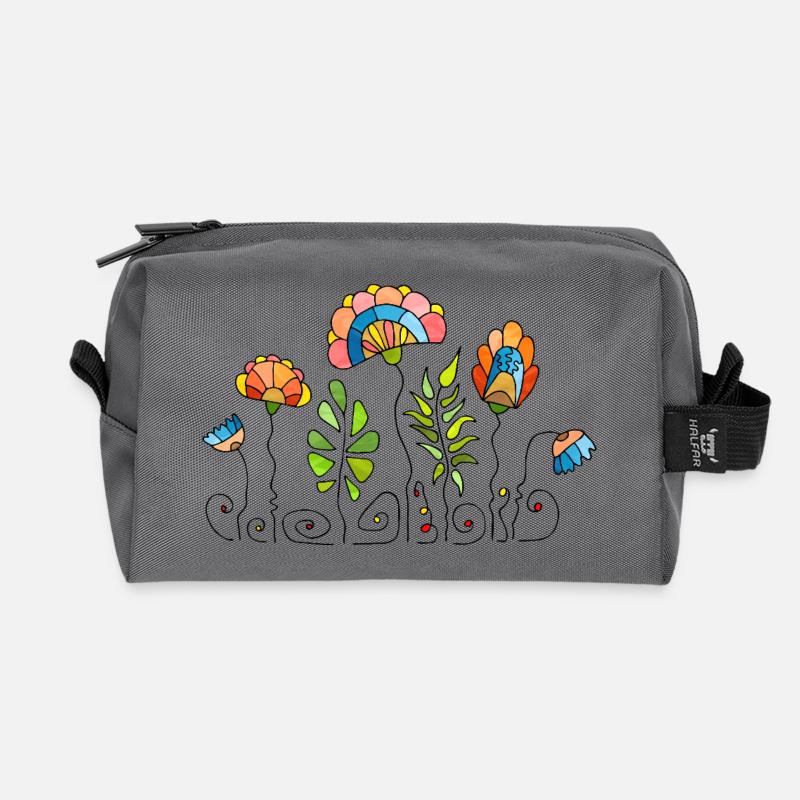 Blumen - Recycelte Kulturtasche - Anthrazit