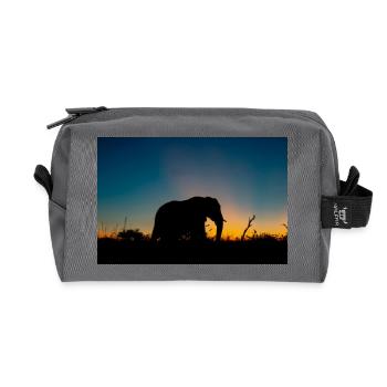 Silhouette Photo of Elephant during Golden Hour - Recycled Toiletry Zip Bag - anthracite - Front