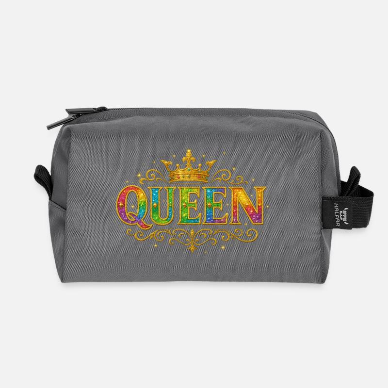 Königliche Königin Krone Glitzer Design - Recycelte Kulturtasche - Anthrazit
