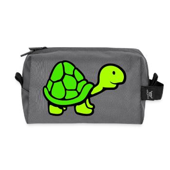 Schildkröte langer Hals lächelt glücklich lustig - Recycelte Kulturtasche - Anthrazit - Vorne