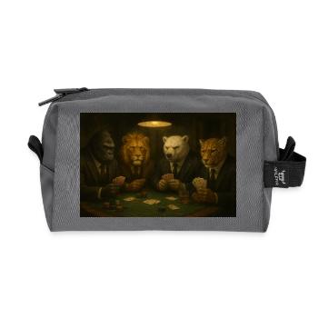 Sophisticated Animal Poker Family - Recycled Toiletry Zip Bag - anthracite - Front