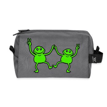 2 Frösche tanzen Peace Zeichen Victory Hand Team - Recycelte Kulturtasche - Anthrazit - Vorne