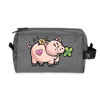 Sweet piggy bank - Recycled Toiletry Zip Bag - anthracite - Front