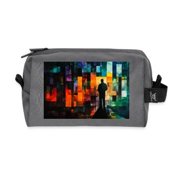 Color Mosaic Shadow Path - Recycled Toiletry Zip Bag - anthracite - Front