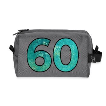 Number 60 - 60th Birthday - Recycled Toiletry Zip Bag - anthracite - Front