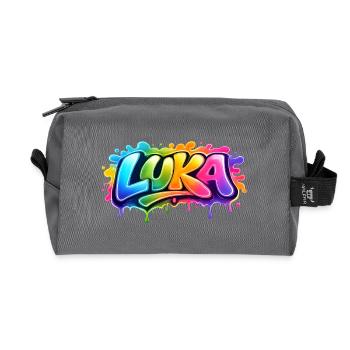 Graffiti LUKA Name Gift Ideal druckbar - Recycelte Kulturtasche - Anthrazit - Vorne