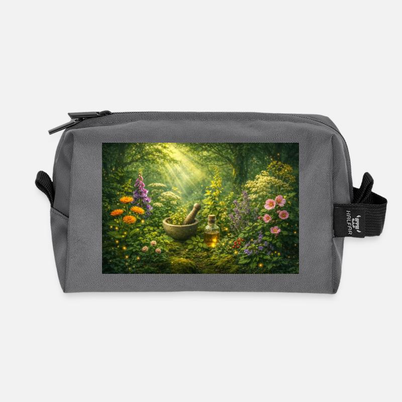 Magic herbs - Recycled Toiletry Zip Bag - anthracite