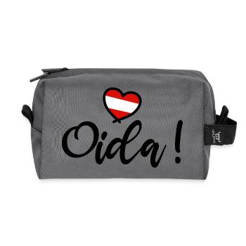 Oida! Österreich Herz I love Austria Dialekt  - Recycelte Kulturtasche - Anthrazit - Vorne