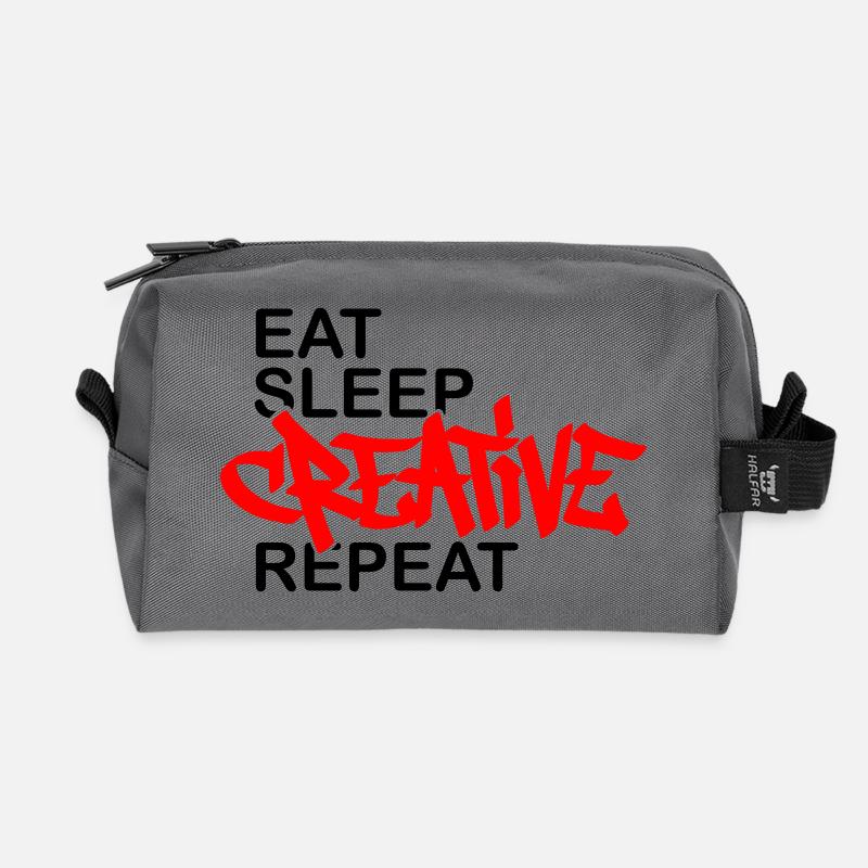 Eat Sleep Creative Repeat - Recycled Toiletry Zip Bag - anthracite