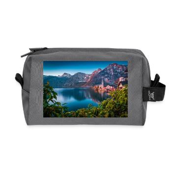 Hallstatt See und Bergdorf Landschaft - Recycelte Kulturtasche - Anthrazit - Vorne