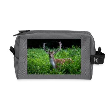 Majestic fallow deer in the green - Recycled Toiletry Zip Bag - anthracite - Front