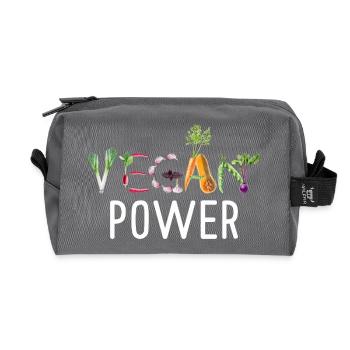 Vegan Power Vegetable Typography Funny Vegan Art - Recycelte Kulturtasche - Anthrazit - Vorne