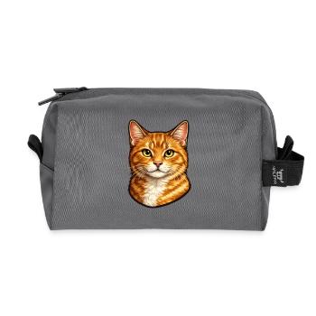 Orange Cat Head Illustration - Recycled Toiletry Zip Bag - anthracite - Front