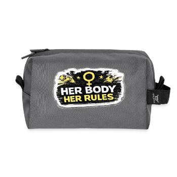 Her Body Her Rules Feminist Empowerment Sticker - Recycled Toiletry Zip Bag - anthracite - Front