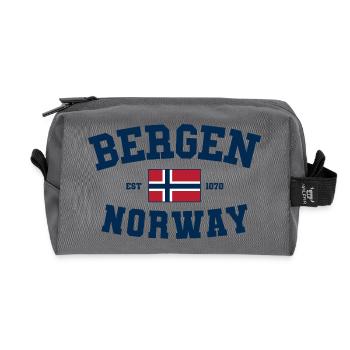 Voyage de vacances à Bergen, Norvège, Norvège - Trousse de toilette en tissu recyclé - anthracite - Devant