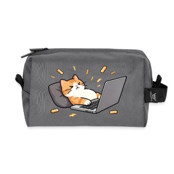 Geek chat in telecommuting mode - Recycled Toiletry Zip Bag - anthracite - Front