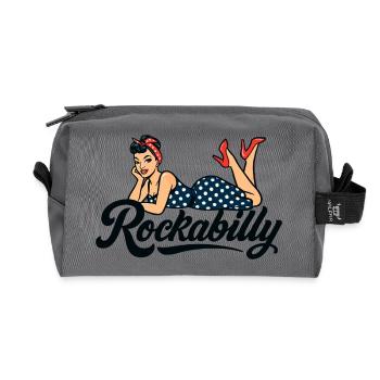 Rockabilly Pin-Up: Vintage Woman in Petticoat Dress - Recycled Toiletry Zip Bag - anthracite - Front