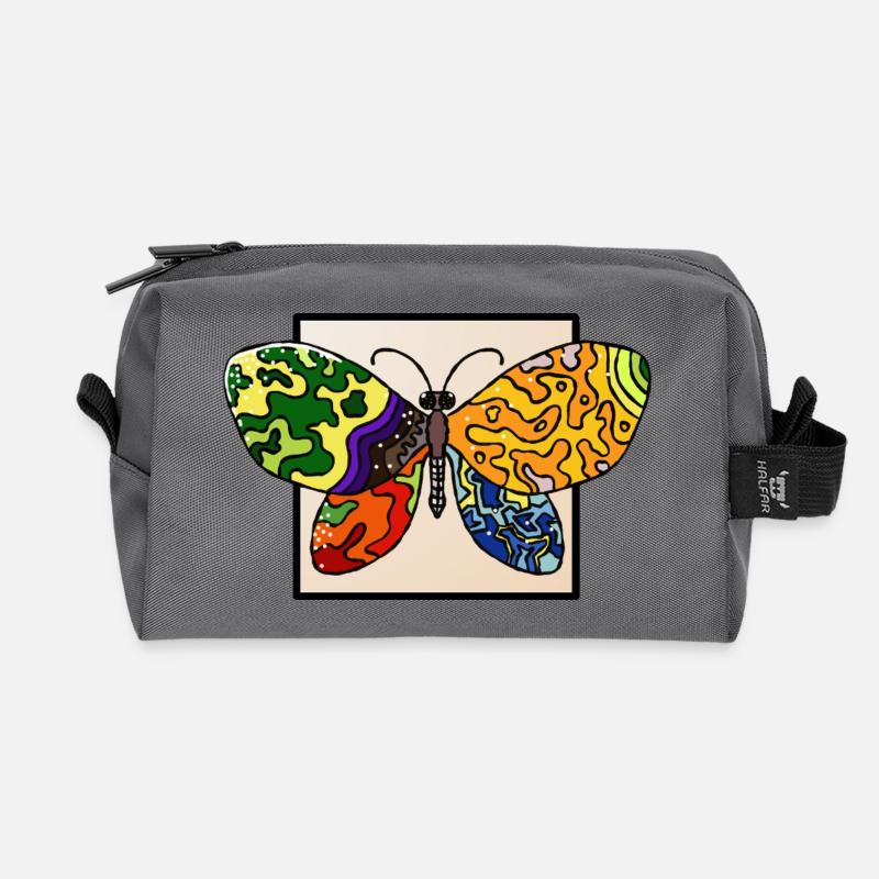 Mehrfarbiger psyedelischer Schmetterling - Recycelte Kulturtasche - Anthrazit