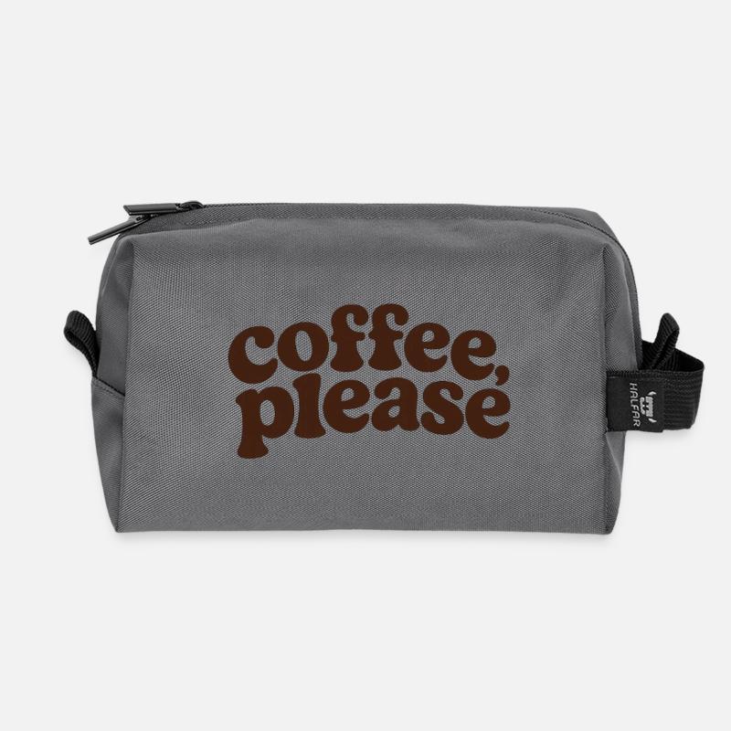 Coffee please Retro Lettering - Recycled Toiletry Zip Bag - anthracite