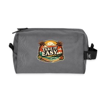 Take It Calm – Design rétro vintage Sunset Beach - Trousse de toilette en tissu recyclé - anthracite - Devant