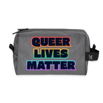 Queer Lives Matter Rainbow Dark Text - Recycled Toiletry Zip Bag - anthracite - Front
