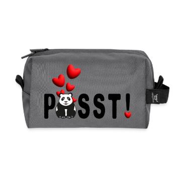 Panda Liebe Passt mit vielen süßen Herzen. - Recycelte Kulturtasche - Anthrazit - Vorne