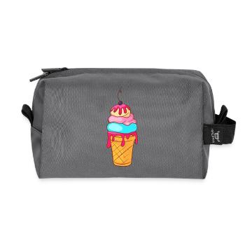 Eis Speiseeis Eiskrem Eiscreme Kugeleis Eisbecher - Recycelte Kulturtasche - Anthrazit - Vorne