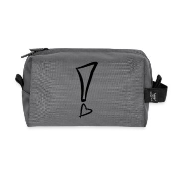 Exclamation mark with heart black - Recycled Toiletry Zip Bag - anthracite - Front