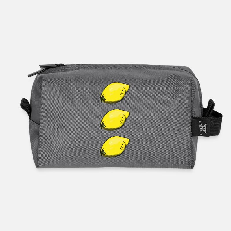 Zitronen - Recycelte Kulturtasche - Anthrazit