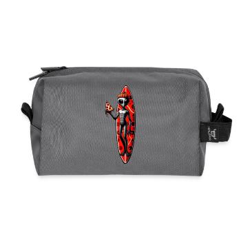 Halloween Alien Surfer Pizza Lover - Recycled Toiletry Zip Bag - anthracite - Front