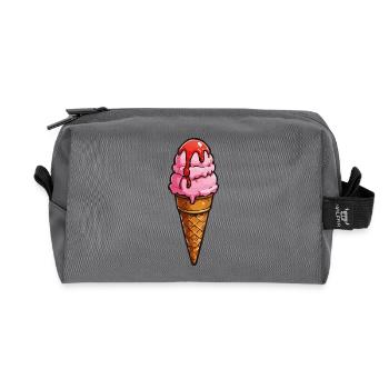 Cartoon Eiscreme Rosa Kugeln Sirup - Recycled Toiletry Zip Bag - anthracite - Front