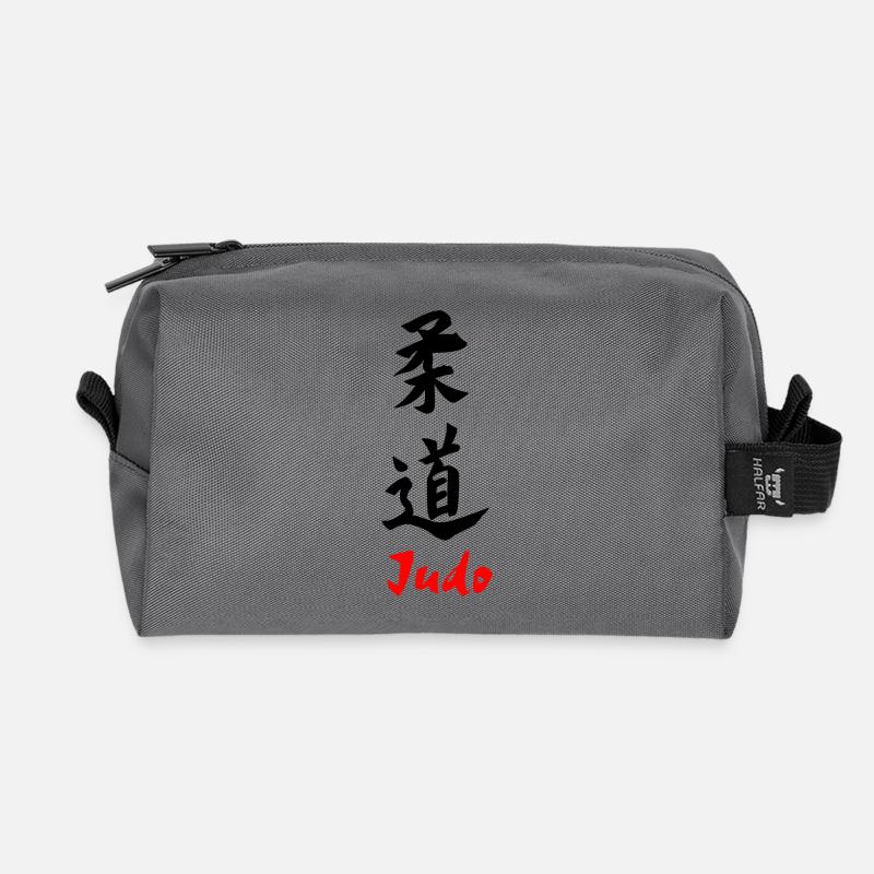 Judo-Kanji schwarz mit Text unter 'JUDO'' - Recycelte Kulturtasche - Anthrazit