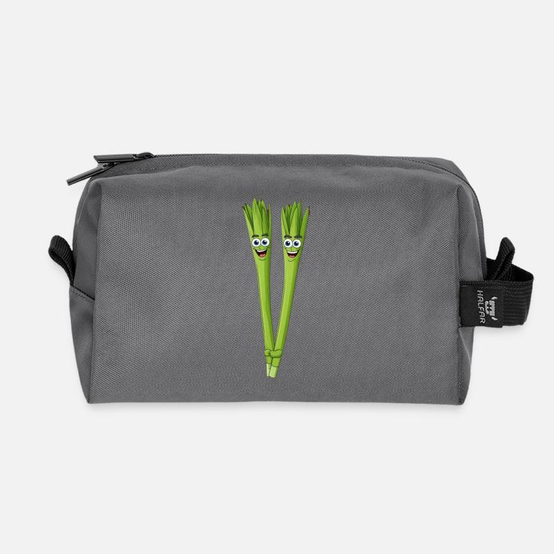 Spargeldduo Smiling - Recycled Toiletry Zip Bag - anthracite