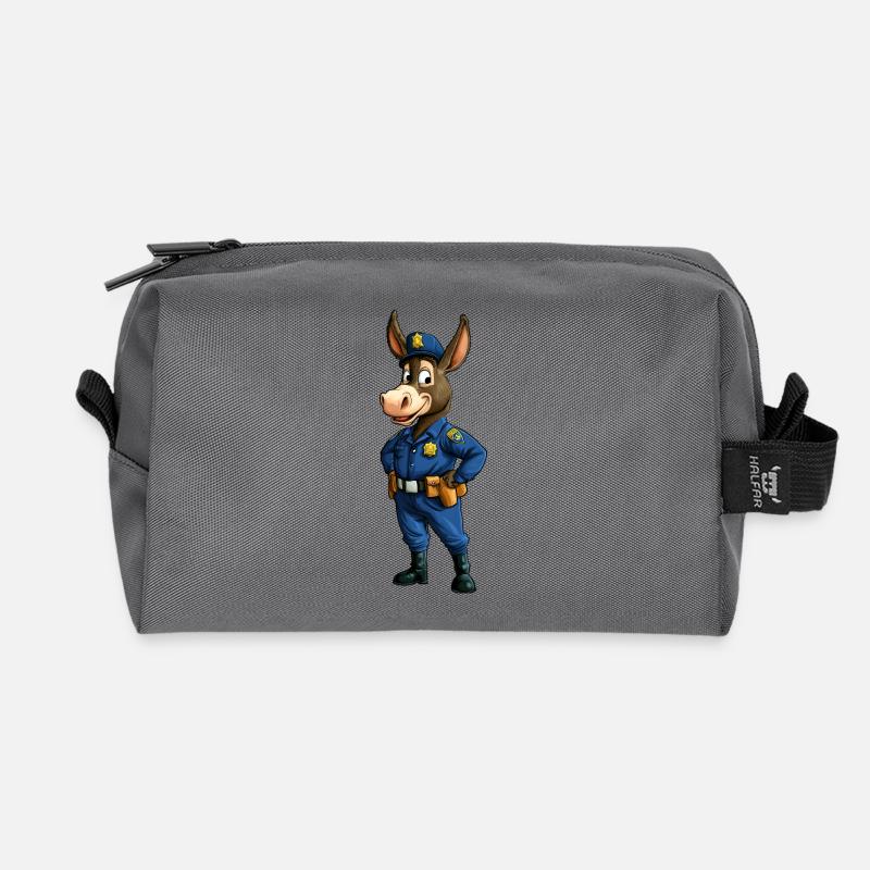 Esel Polizei / Cop Maulesel - Recycelte Kulturtasche - Anthrazit