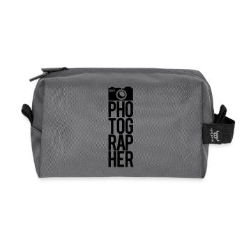 Text Logo Photographer - Recycelte Kulturtasche - Anthrazit - Vorne