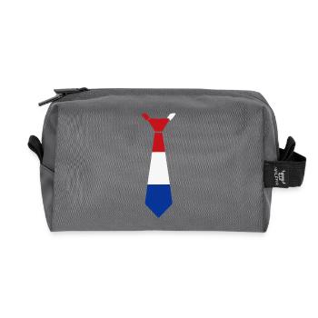 Tri-color tie in red, white, blue - Recycled Toiletry Zip Bag - anthracite - Front