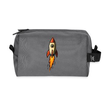 Illustration de fusée Fire Flight - Trousse de toilette en tissu recyclé - anthracite - Devant