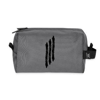 3 dashes strip lines - Recycled Toiletry Zip Bag - anthracite - Front