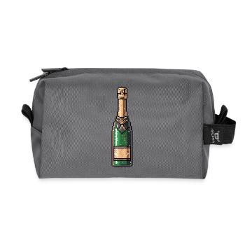PixelChampagne Flasche Retro - Recycelte Kulturtasche - Anthrazit - Vorne