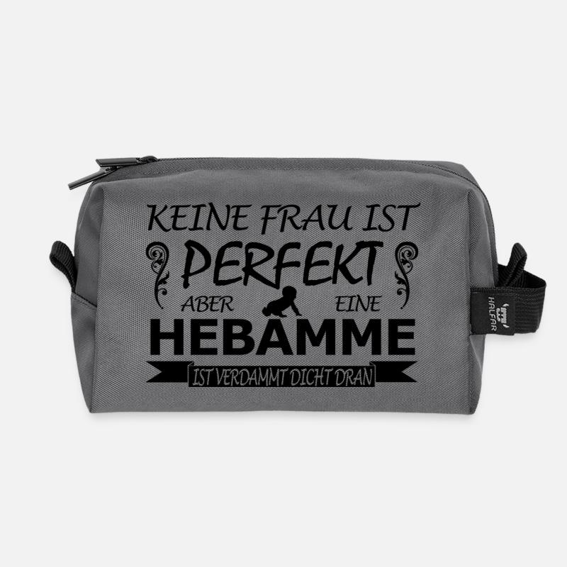 Hebamme-keine Frau ist perfekt - Recycelte Kulturtasche - Anthrazit