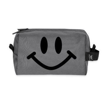 smiley - Recycled Toiletry Zip Bag - anthracite - Front