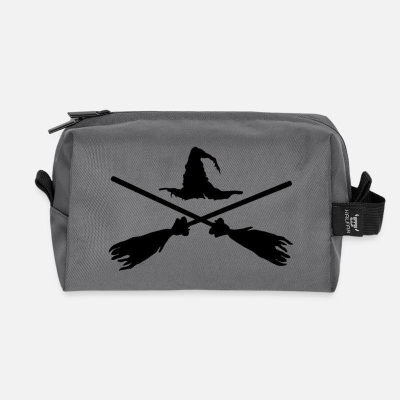 Kreuz mit Besen - Recycelte Kulturtasche - Anthrazit