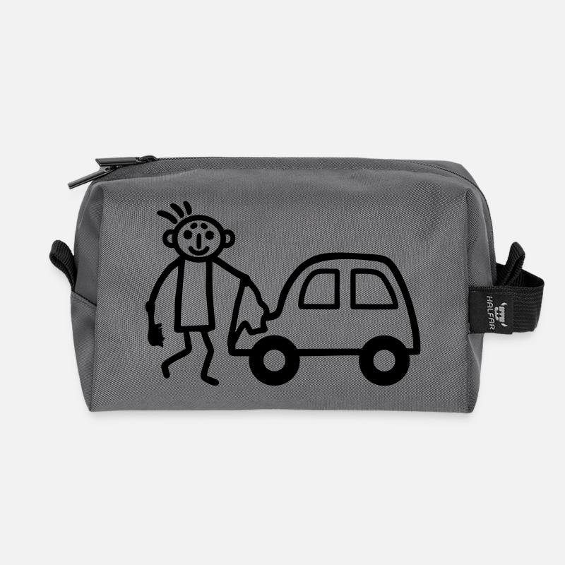 Strichmännchen Autowäsche - Recycelte Kulturtasche - Anthrazit