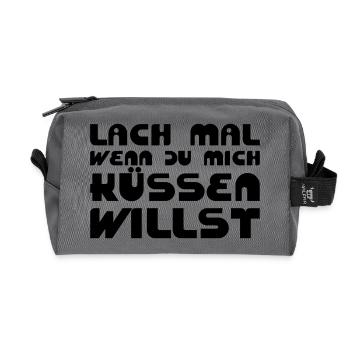 Lach mal, wenn Du mich küssen willst - Recycelte Kulturtasche - Anthrazit - Vorne